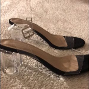 Clear Black Heels 6.5